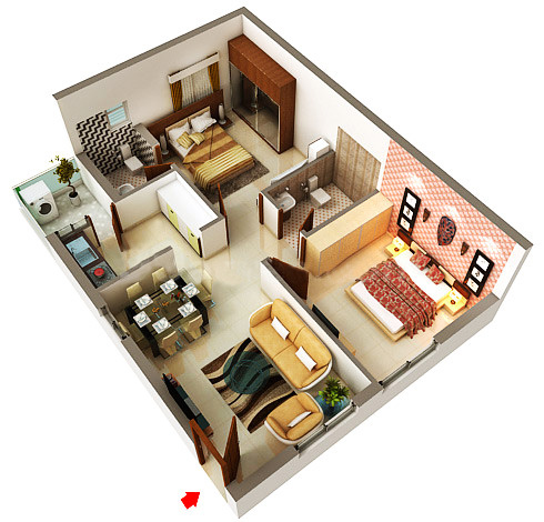 3DFloorPlan of Anubandana Sai Krupa Enclave