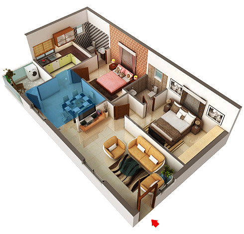 3DFloorPlan of Anubandana Sai Krupa Enclave
