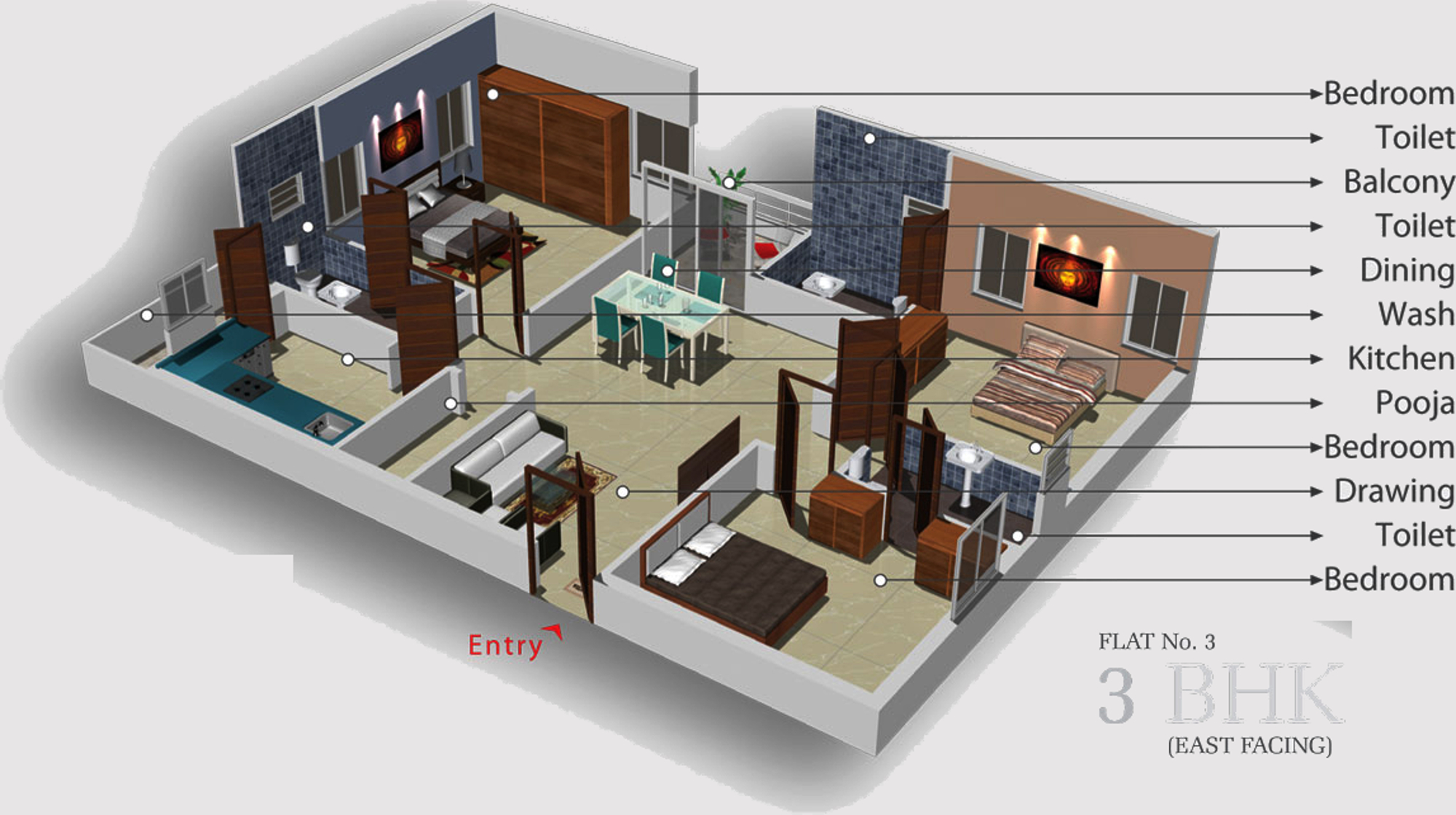 3DFloorPlan of Ludhani Krishna Pride