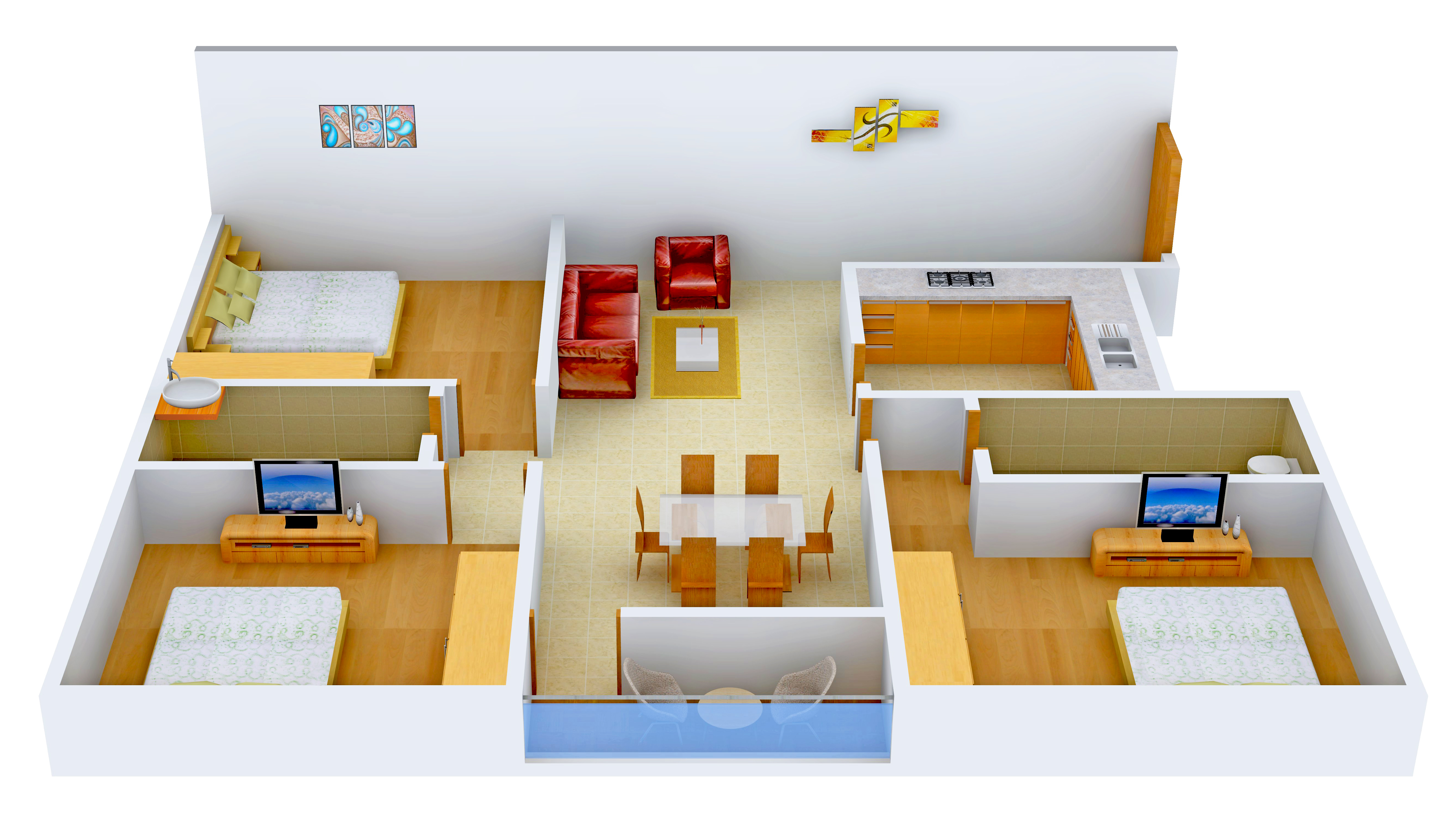 3DFloorPlan of Asian Indigo Residency