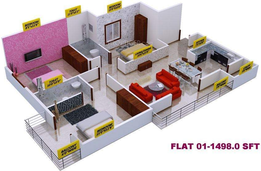 3DFloorPlan of Tirumala Bala Pinnacle