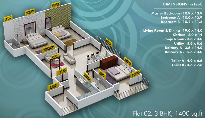 3DFloorPlan of Tirumala Vikas