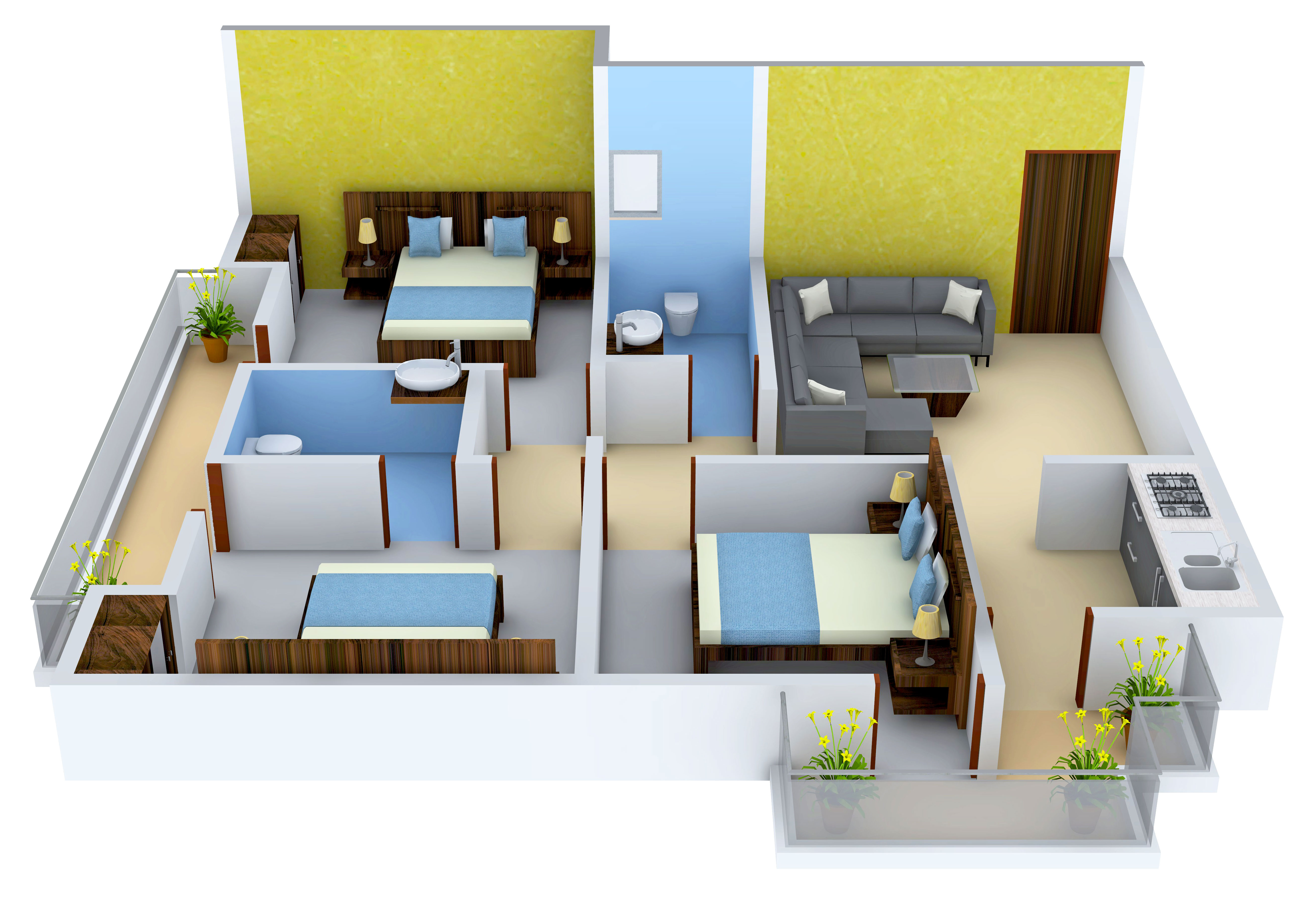 3DFloorPlan of Satyam SBI Residency 2