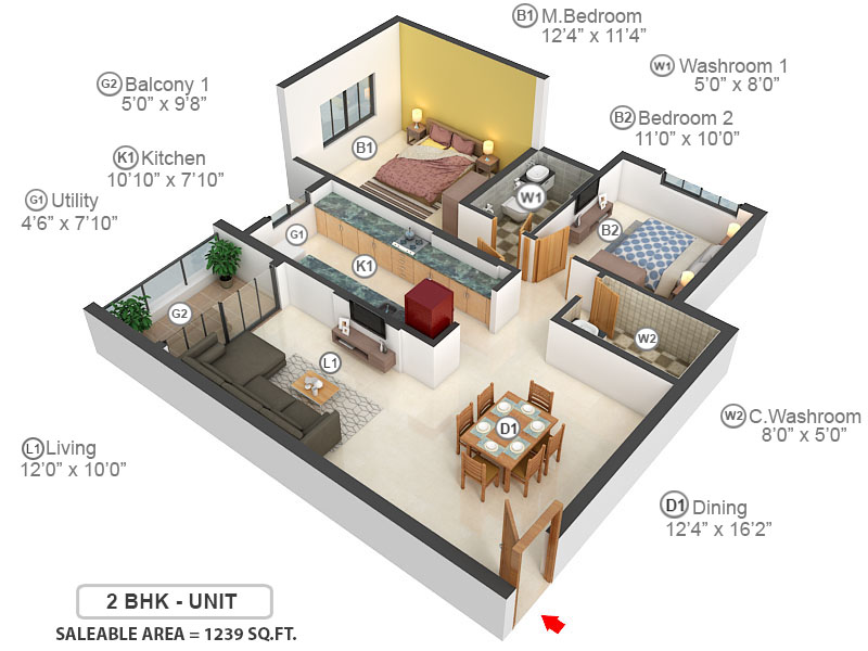 3DFloorPlan of Sattva Opus