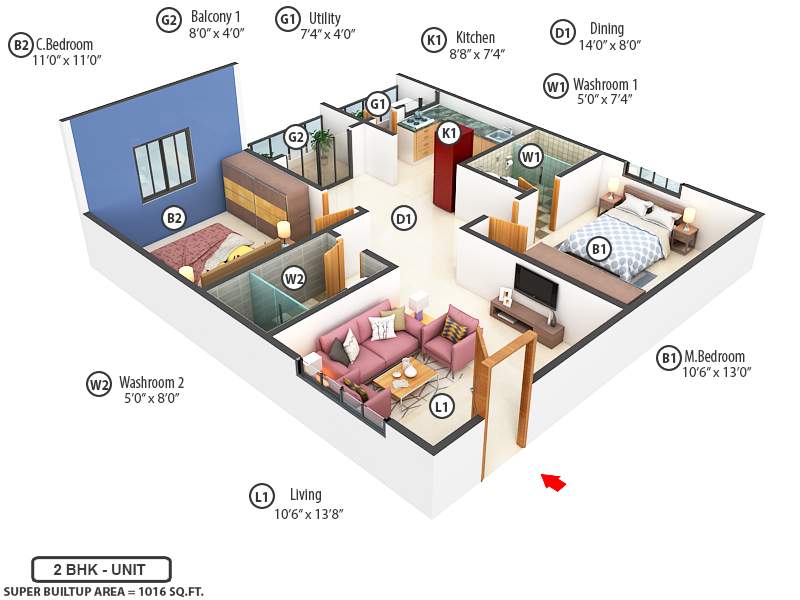 1016 sq ft 2 BHK 2T Apartment for Sale in Sai Balaji Shelters Sai