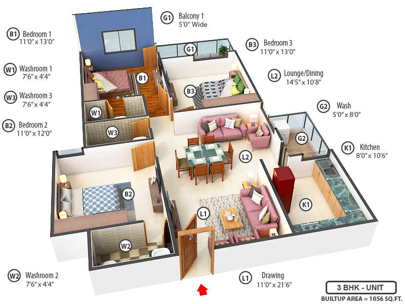 3DFloorPlan of Ultimate Heights