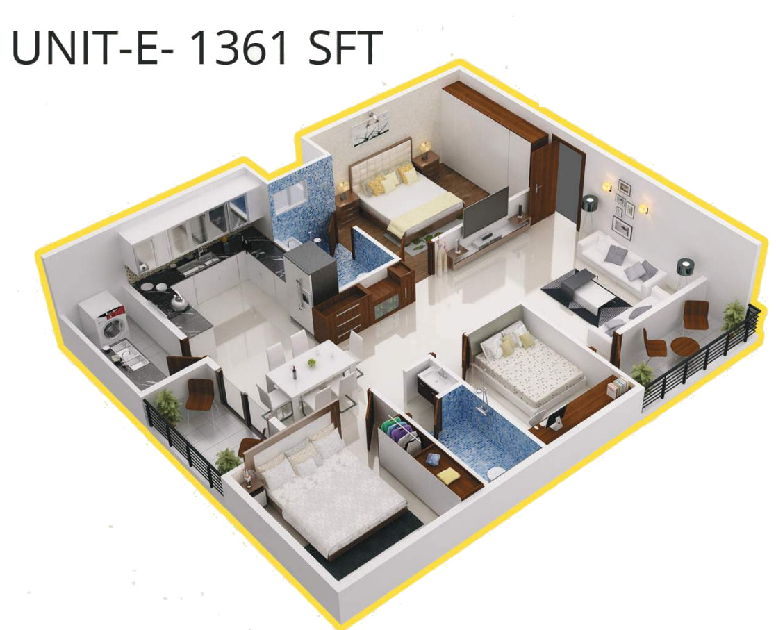 3DFloorPlan of Shyam Gokul