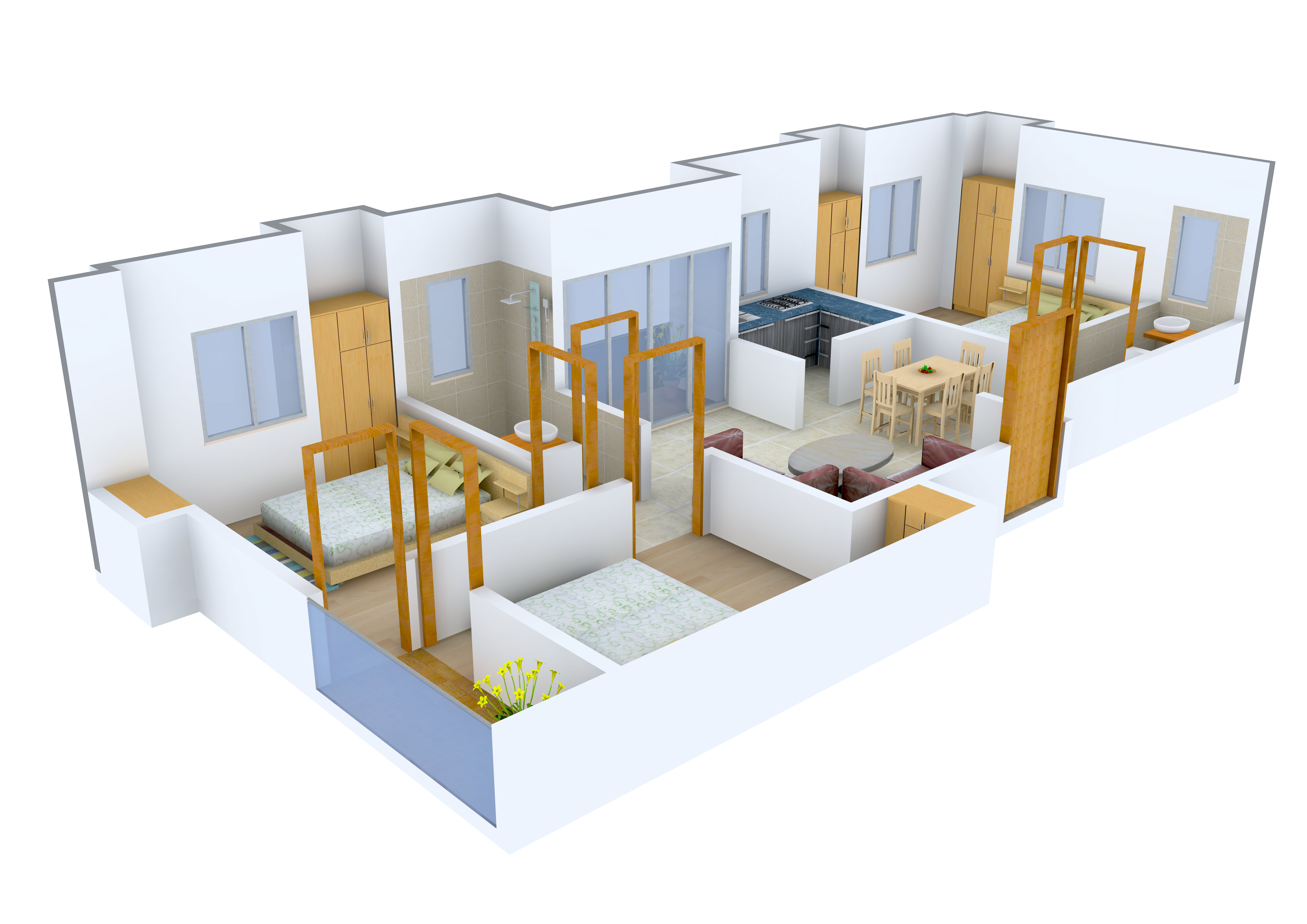 3DFloorPlan of Concrete Emerald And Sapphire Greens