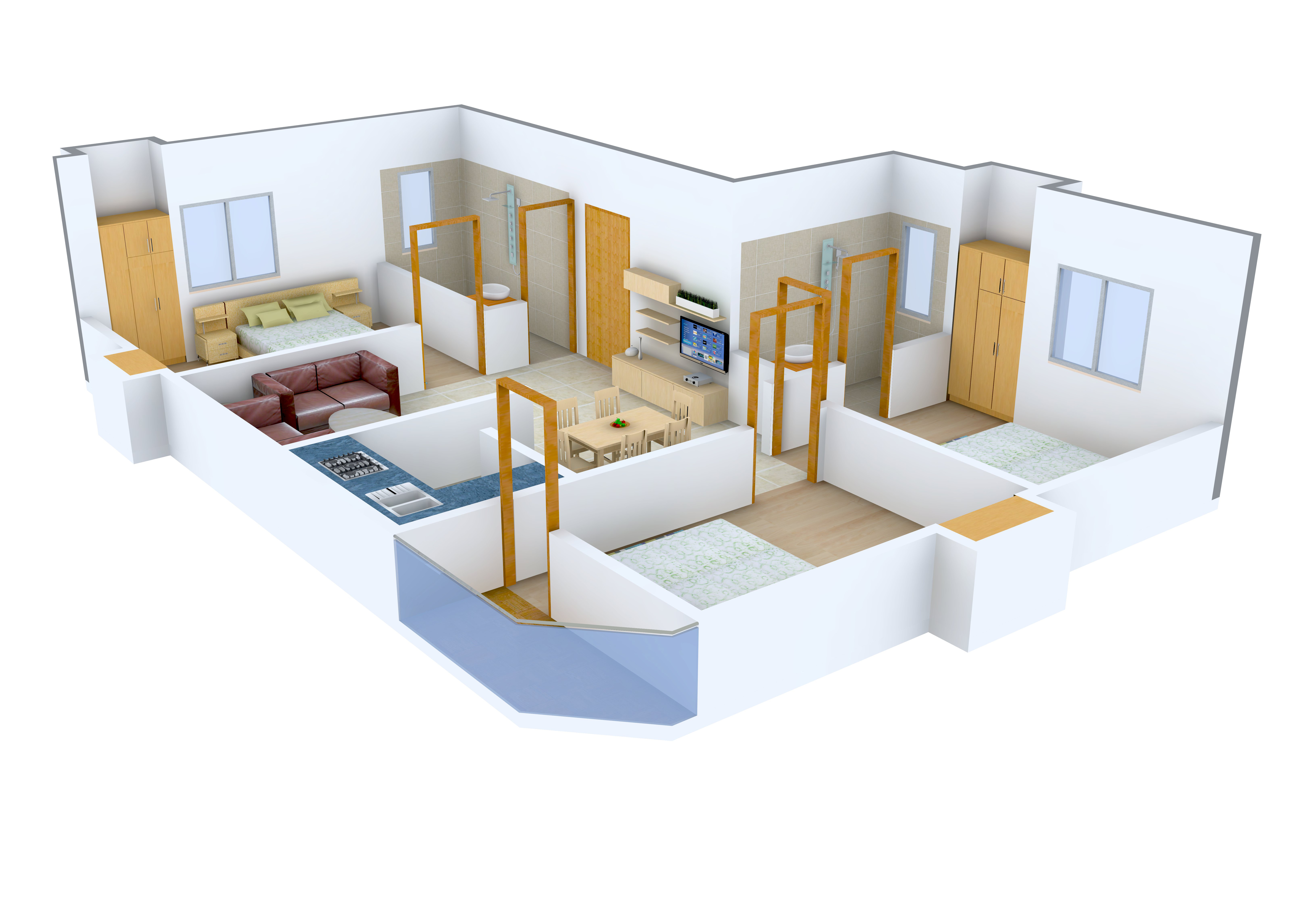 3DFloorPlan of Concrete Emerald And Sapphire Greens