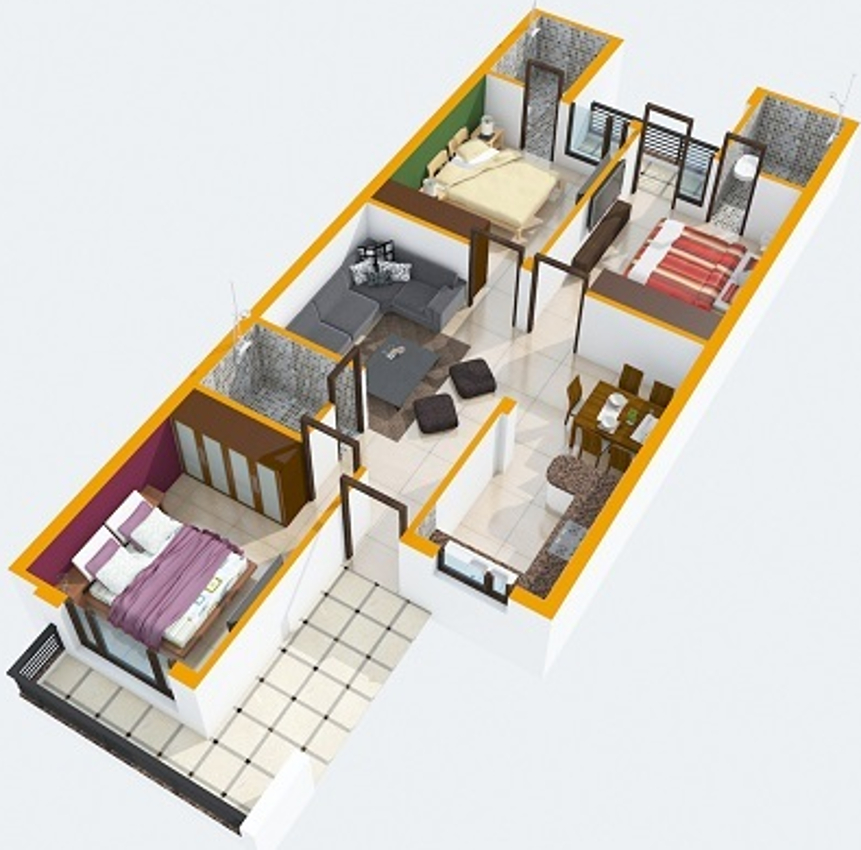 3DFloorPlan of Sanskriti Sanskriti Apartments