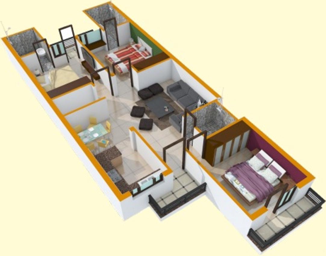 3DFloorPlan of Sanskriti Sanskriti Apartments
