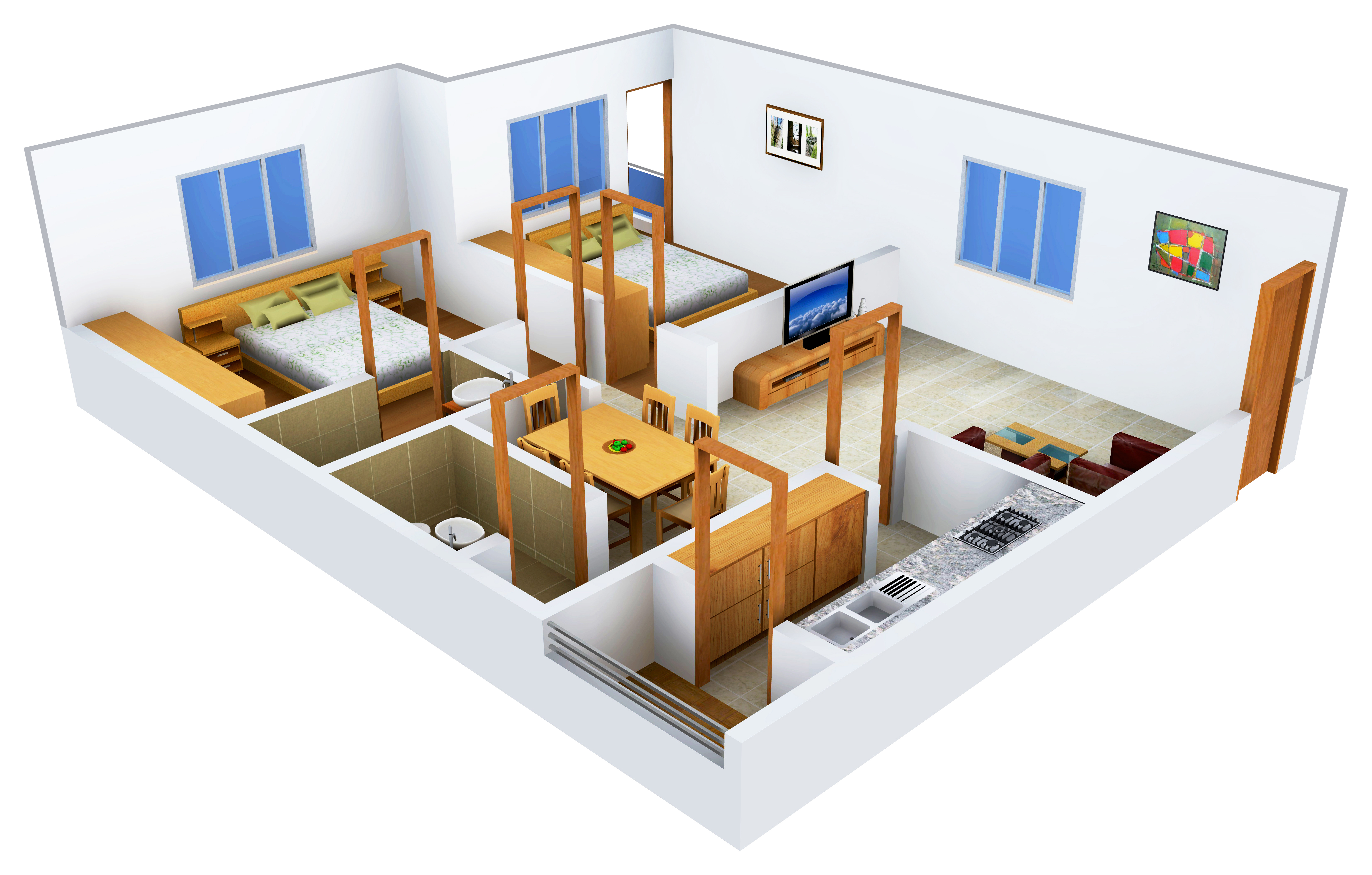 3DFloorPlan of Well Sai Harsha Arcade