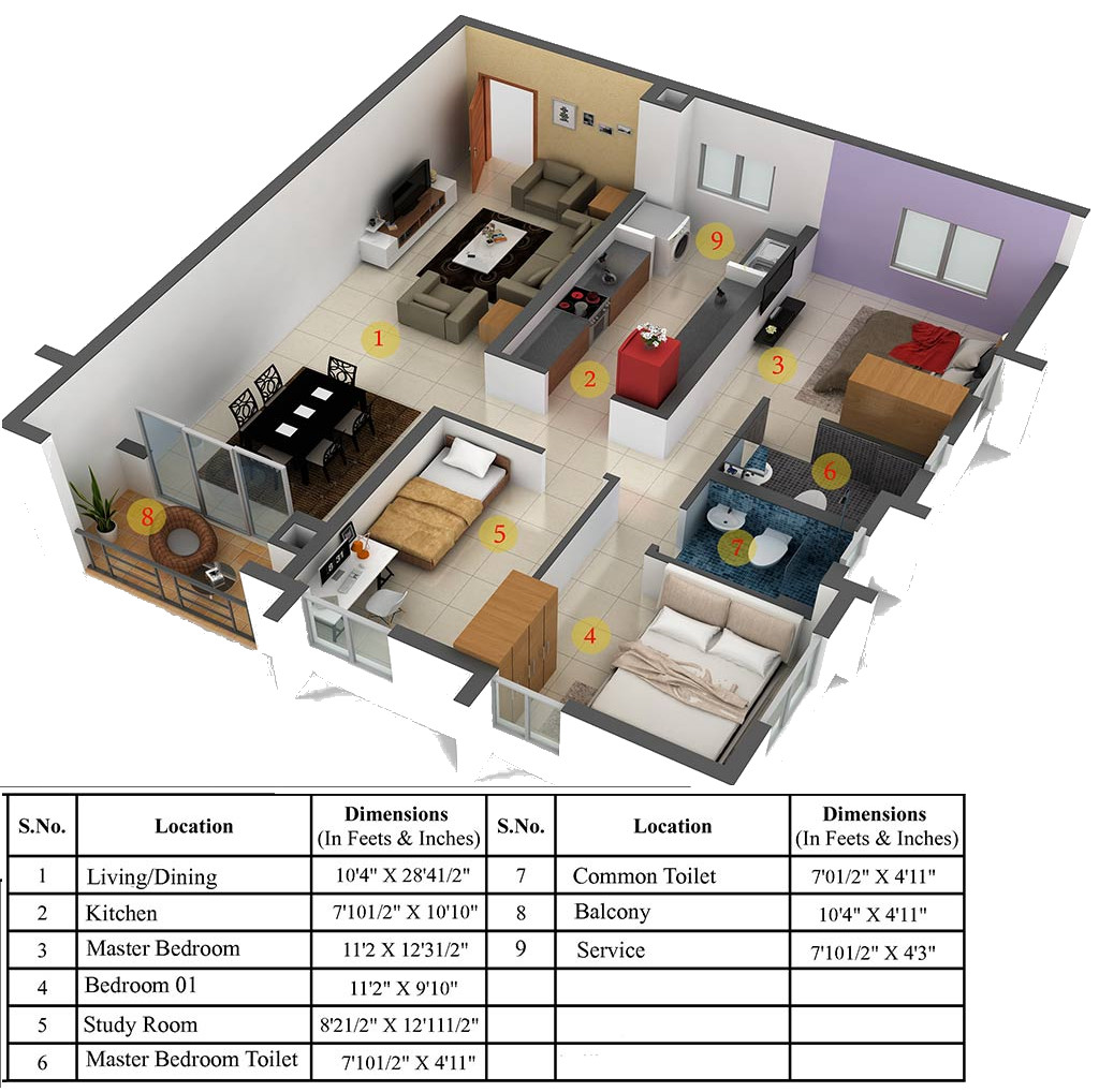 3DFloorPlan of NCC Temple Trees