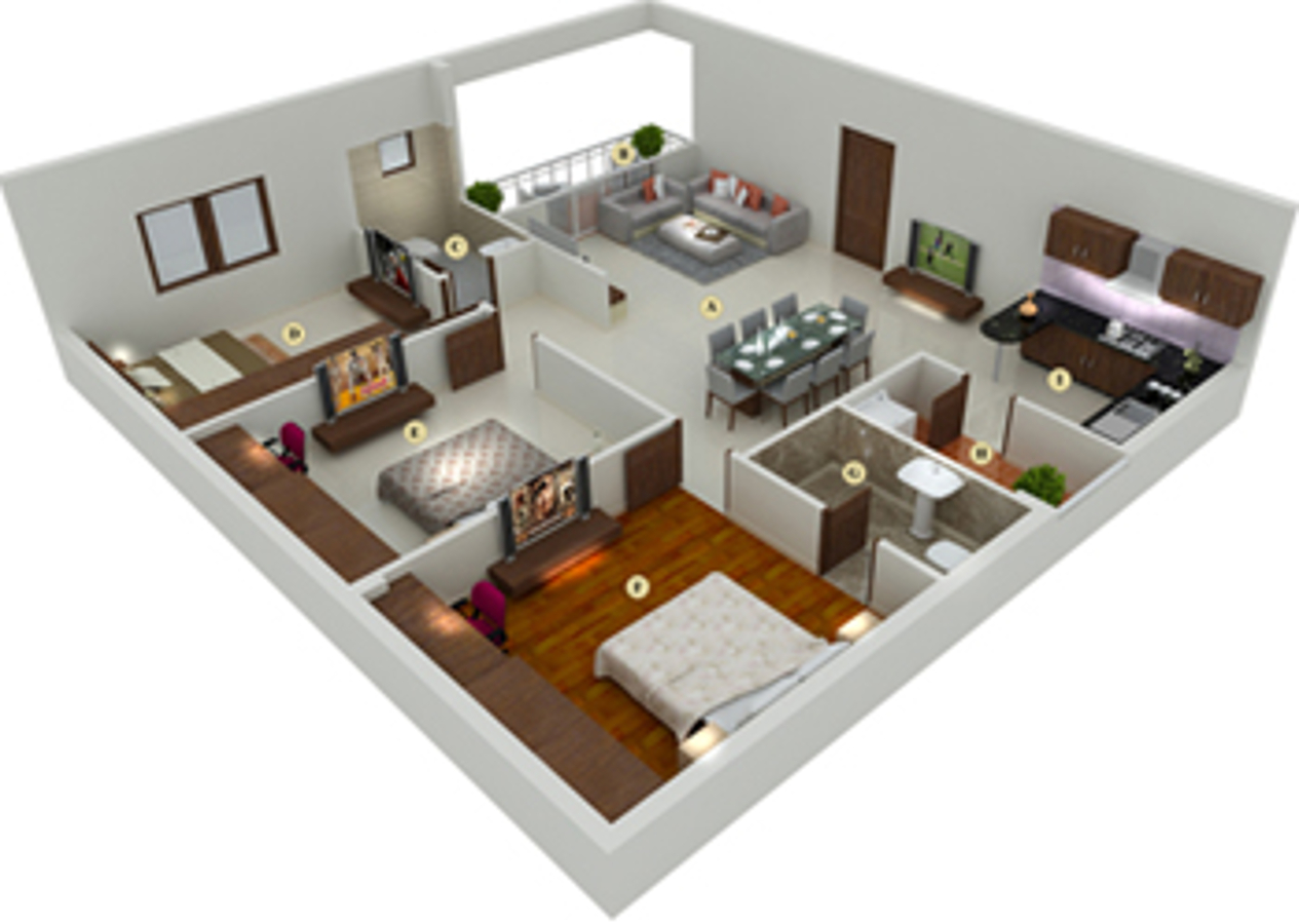 3DFloorPlan of Shubham Sapphire