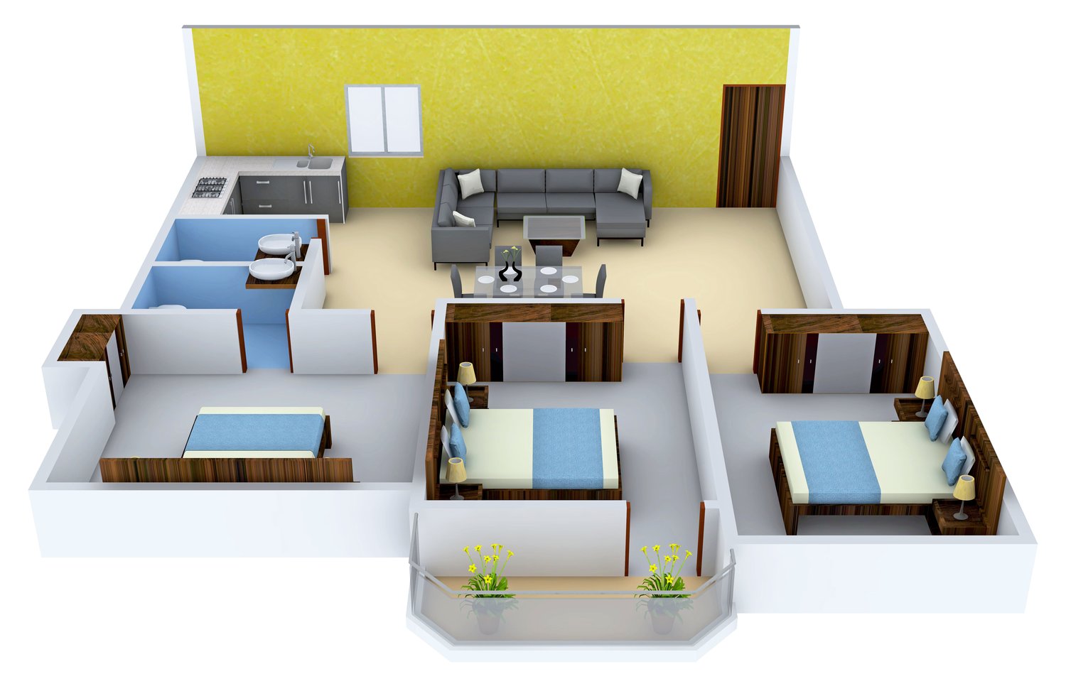 3DFloorPlan of Happy Garden