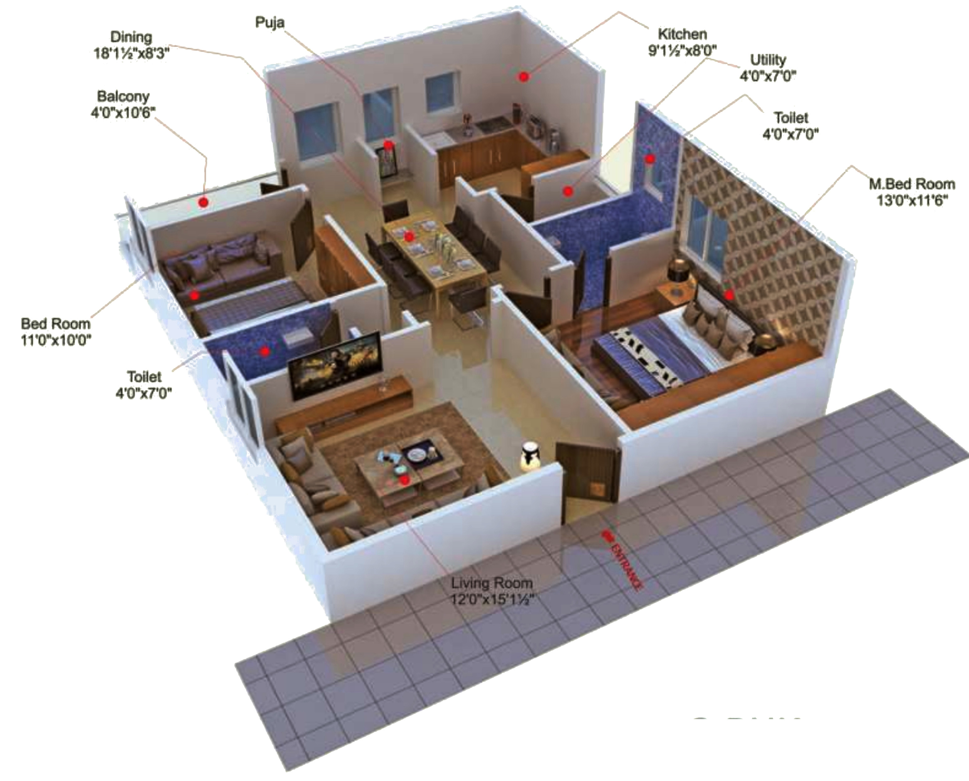 3DFloorPlan of Aditya Civil Constructions Elite