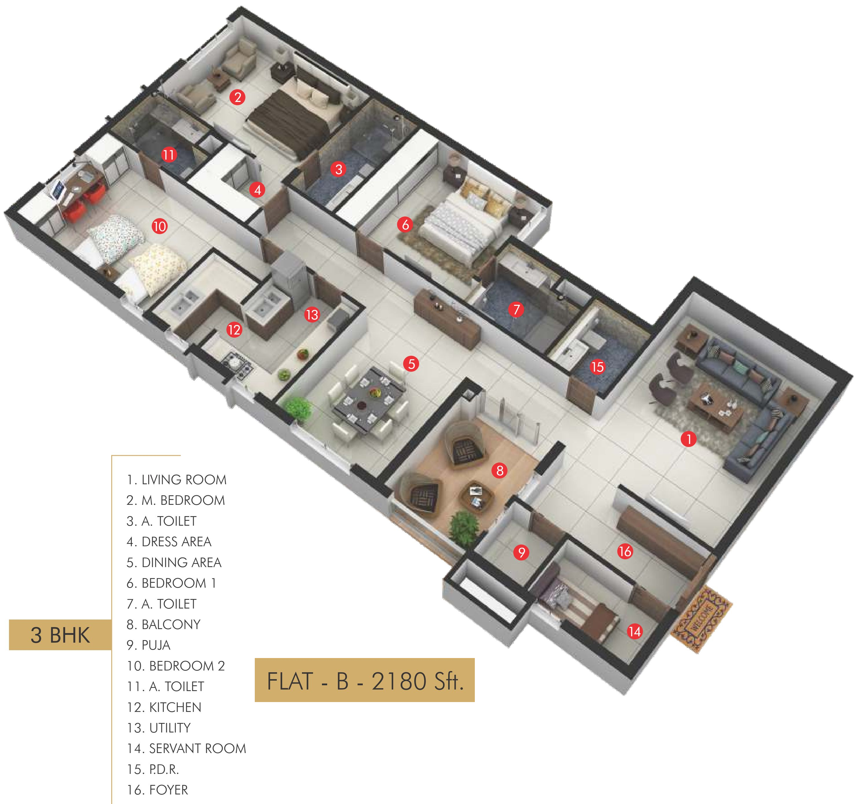 3DFloorPlan of Shaurya Mangalagiri One