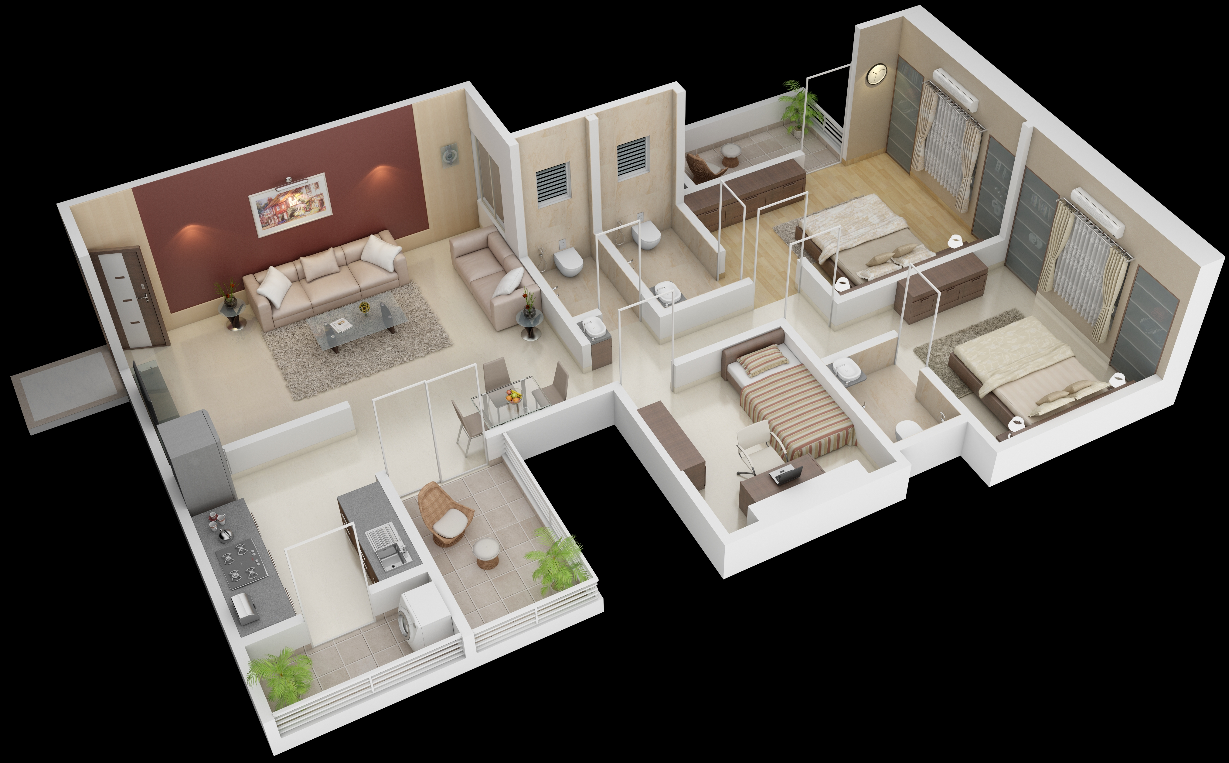 3DFloorPlan of Ashtekar Silver Oak Ph II