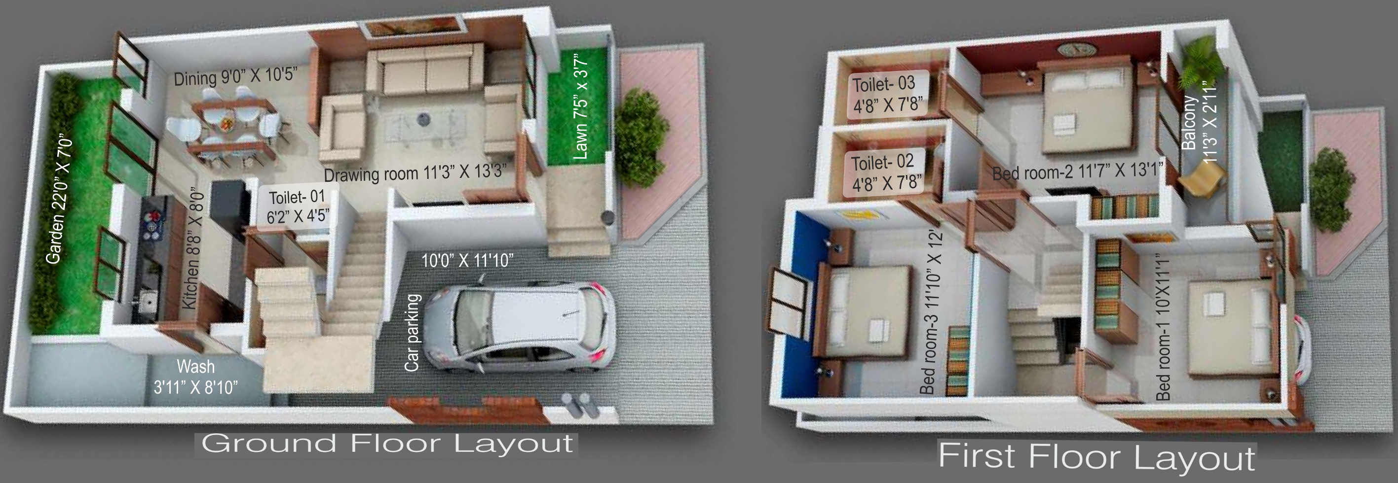 3DFloorPlan of Pratham Riviera Villas