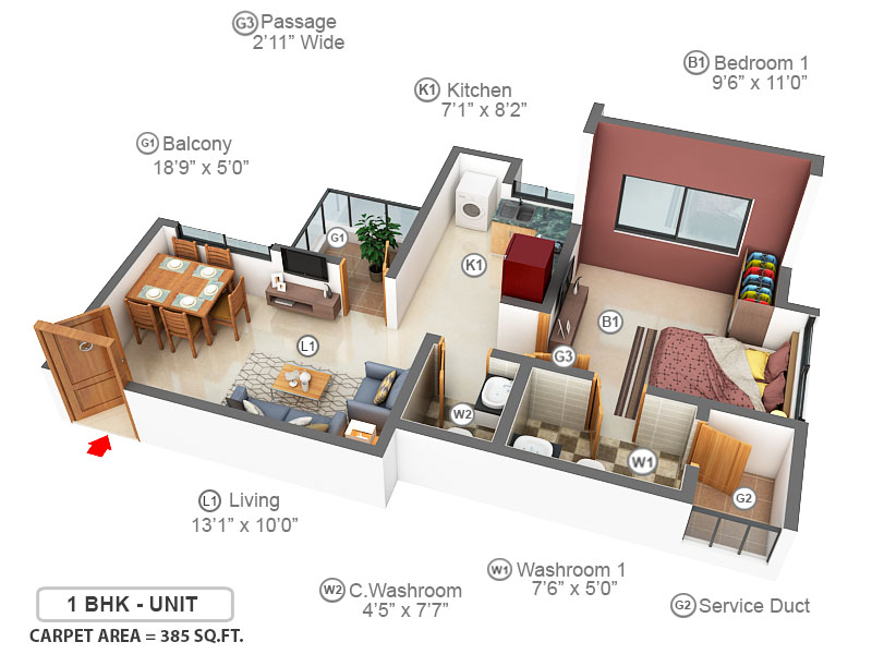3DFloorPlan of Puraniks Tokyo Bay Phase 2A