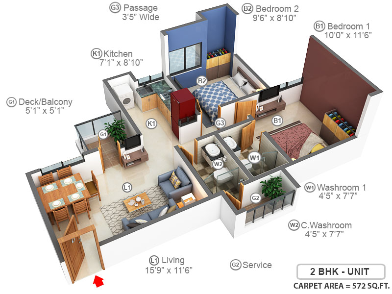 3DFloorPlan of Puraniks Tokyo Bay Phase 2A