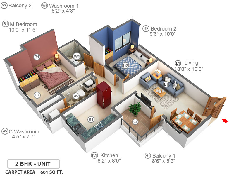 3DFloorPlan of Puraniks Tokyo Bay Phase 2A