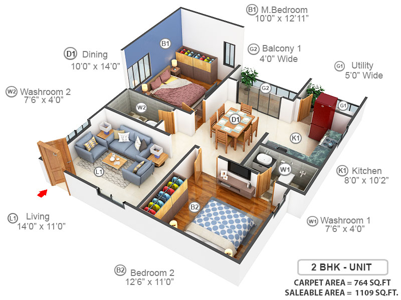 3DFloorPlan of DSR White Waters II
