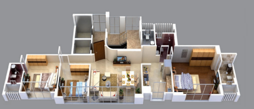 3DFloorPlan of Ajmera Classique