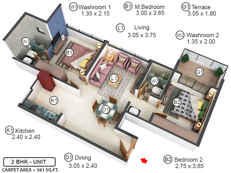 3DFloorPlan of Paranjape Trident