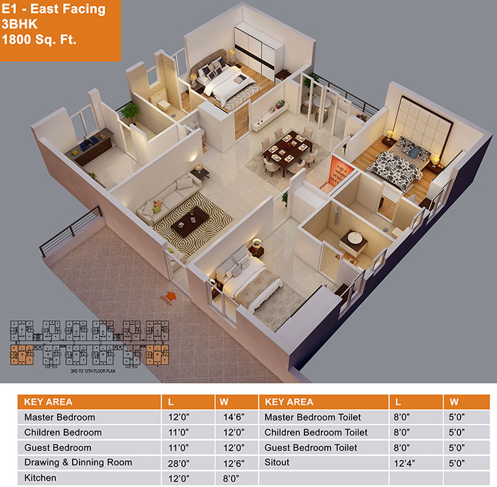 3DFloorPlan of Terra Alpha Land Celest Phase 1