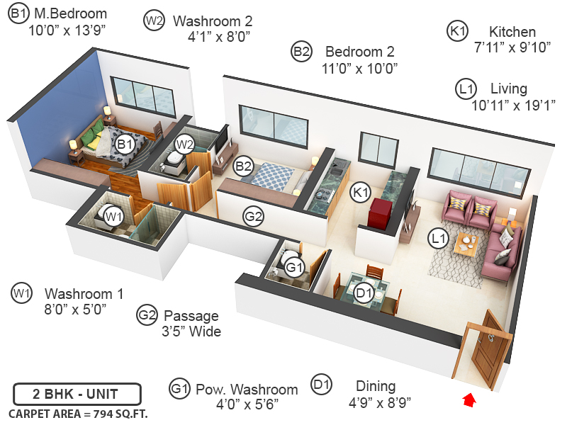 3DFloorPlan of Sheth Auris Serenity Tower 3