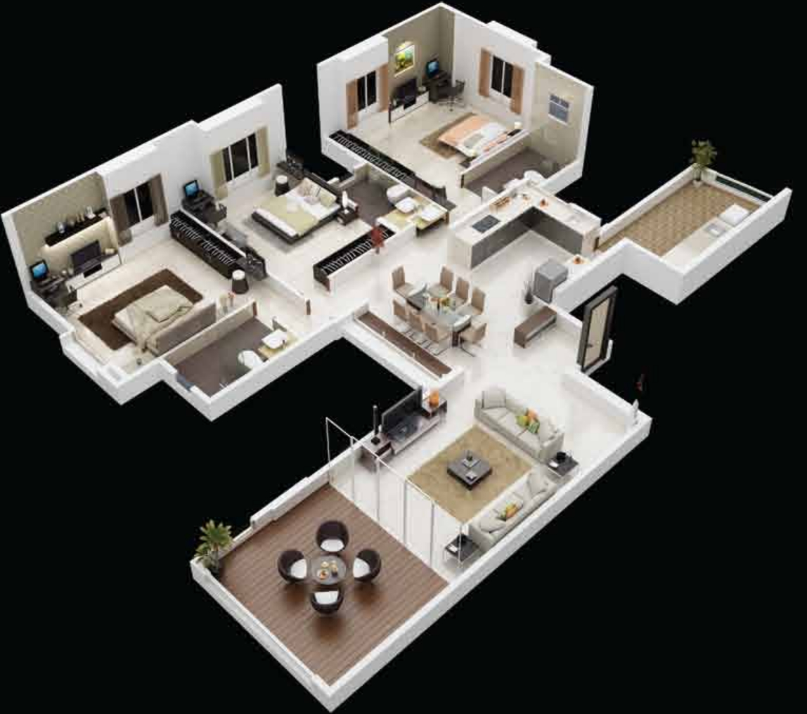 3DFloorPlan of Ambiience Greendale Wing D