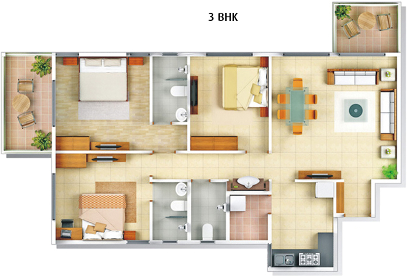 3DFloorPlan of Darode Shriniwas Westside County Phase II