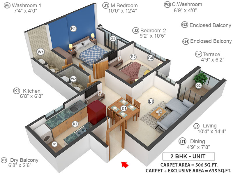 3DFloorPlan of Kohinoor Tinsel County Phase I