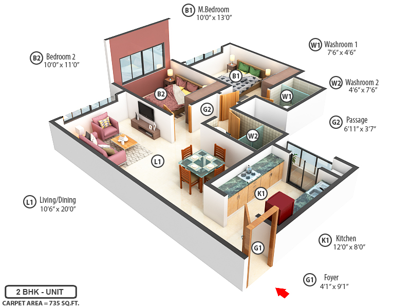 3DFloorPlan of L And T Emerald Isle T16