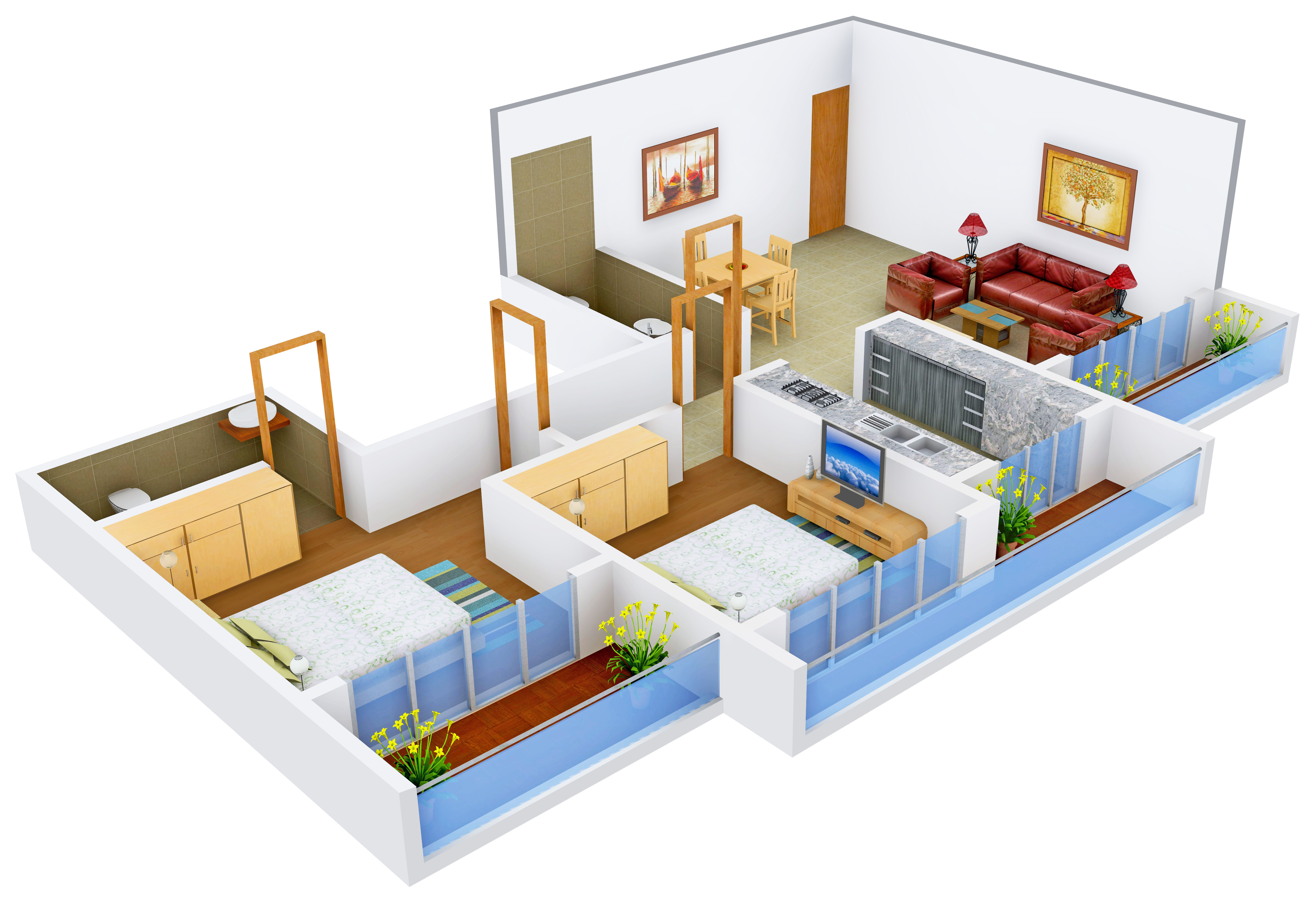 3DFloorPlan of Richa Bougainvillea