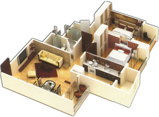 3DFloorPlan of Pattathu Pearl Residency Wing A Residential Phase I