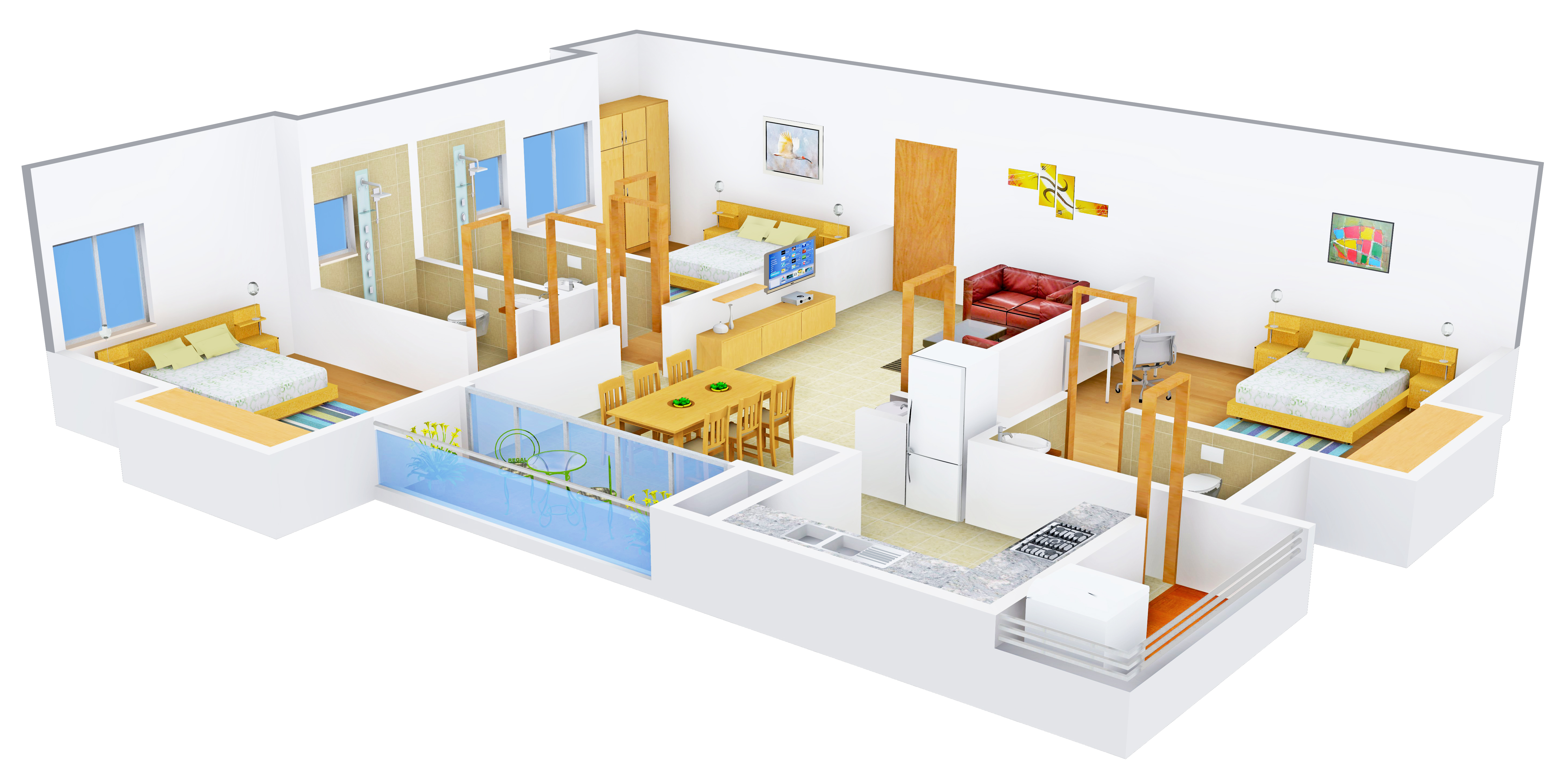 3DFloorPlan of Newry Carnation