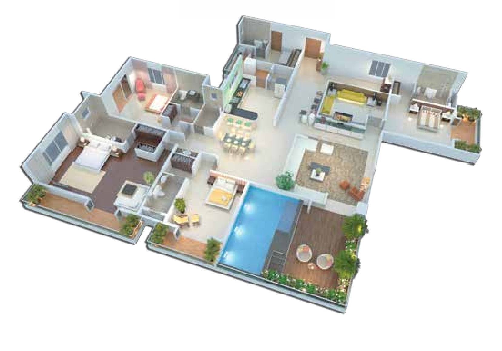 3DFloorPlan of Suyojit Viridian Vallis Phase 1 D4 Otio