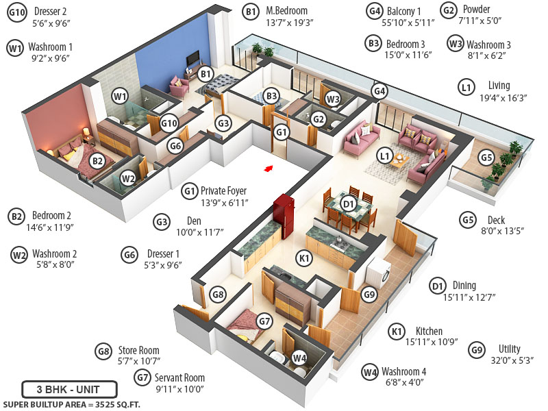 3DFloorPlan of Trump Towers Delhi NCR