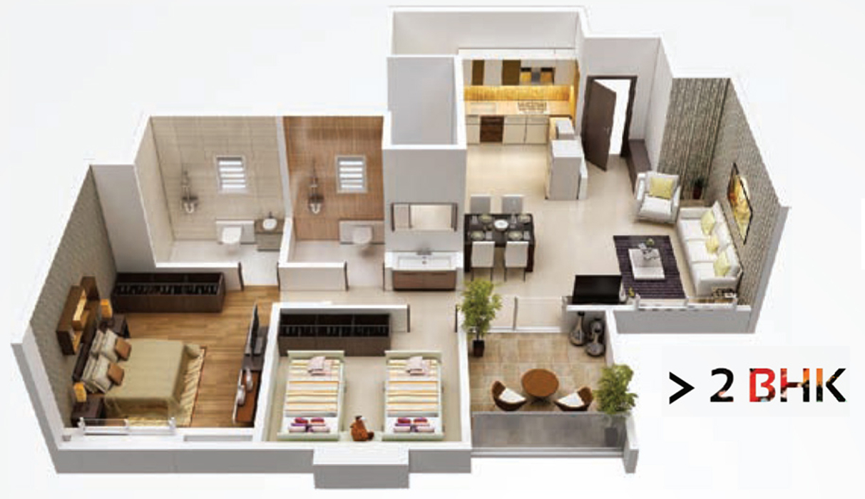 3DFloorPlan of Sampada Little Earth Masulkar City Phase 3