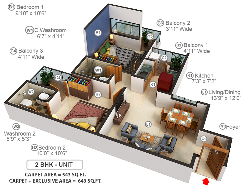 3DFloorPlan of Mahira Homes