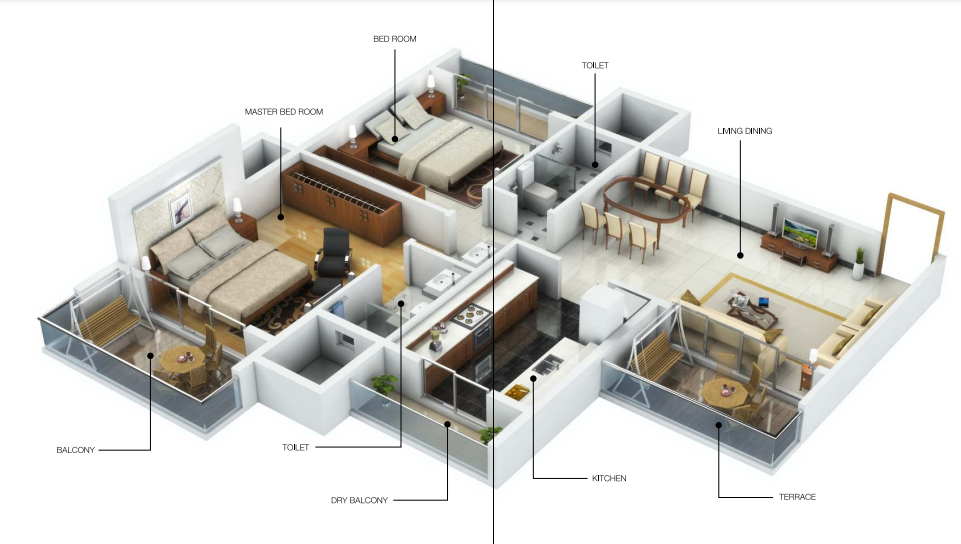 3DFloorPlan of Krishh Celestia