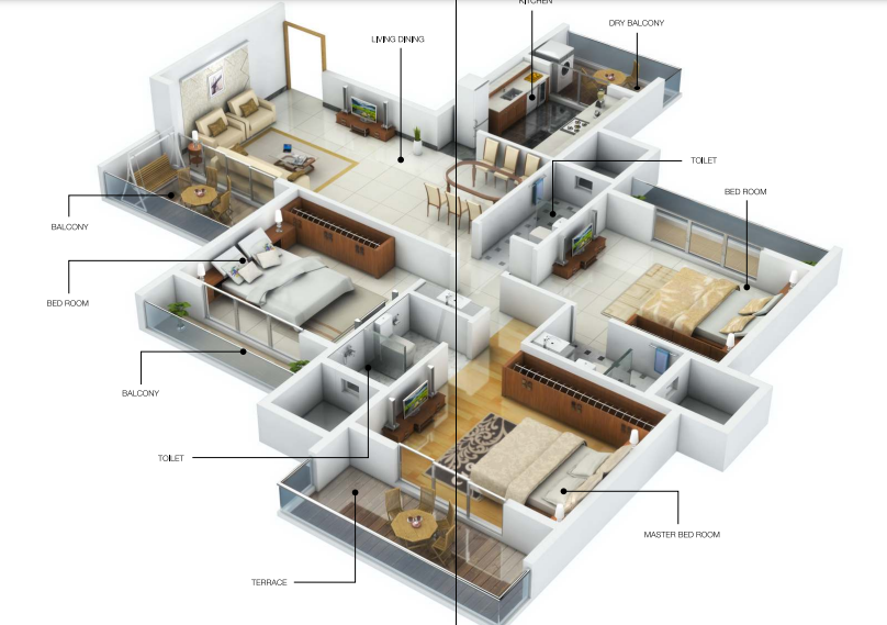 3DFloorPlan of Krishh Celestia