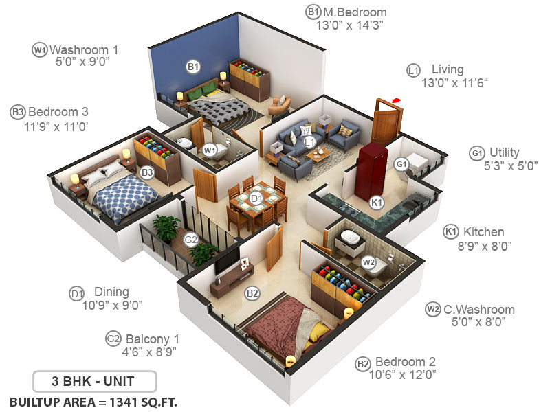3DFloorPlan of Ramky Corniche