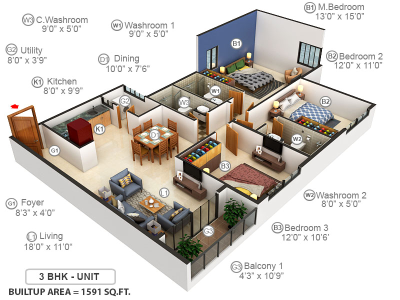 3DFloorPlan of Ramky Corniche