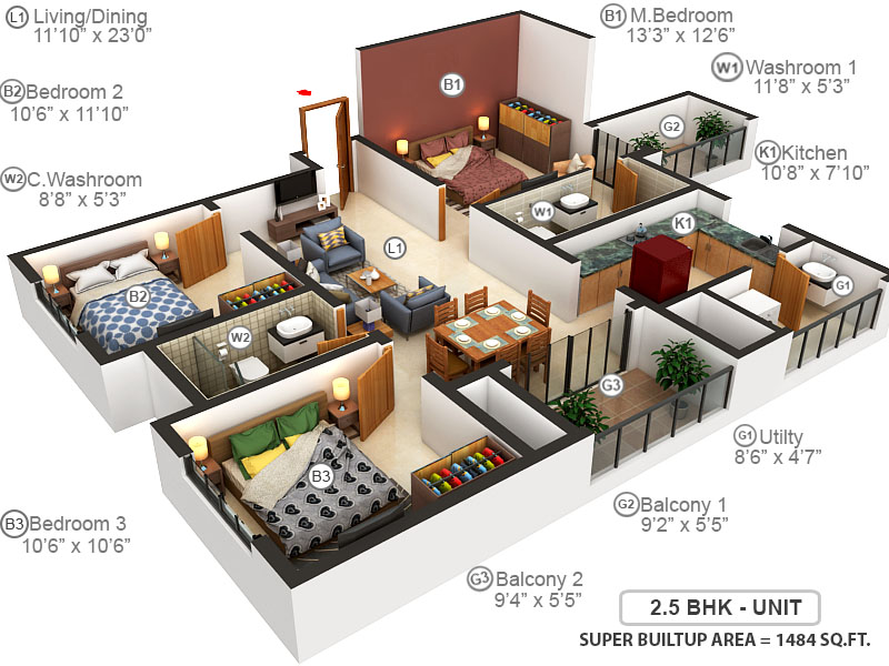 3DFloorPlan of Sobha Winchester