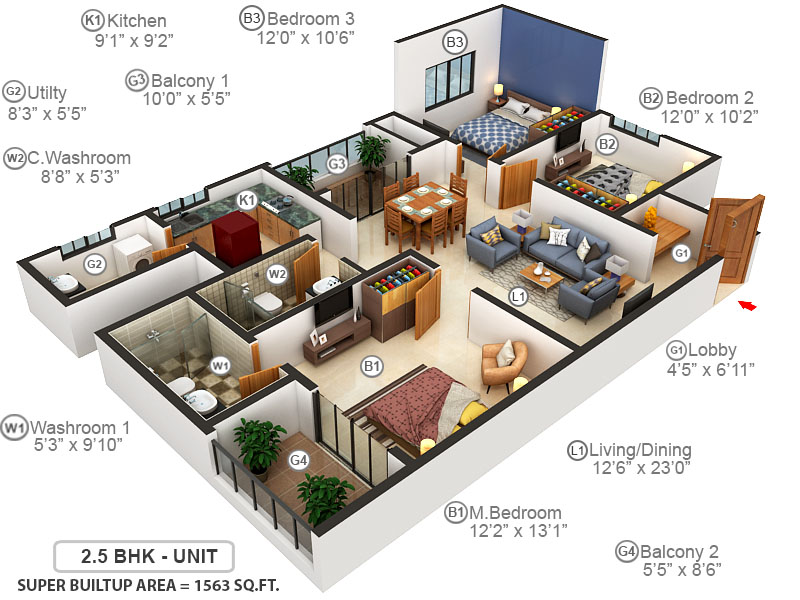 3DFloorPlan of Sobha Winchester