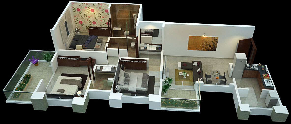 3DFloorPlan of Kool Homes Panchamrut