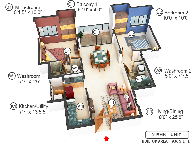 3DFloorPlan of KG Earth Homes Phase II